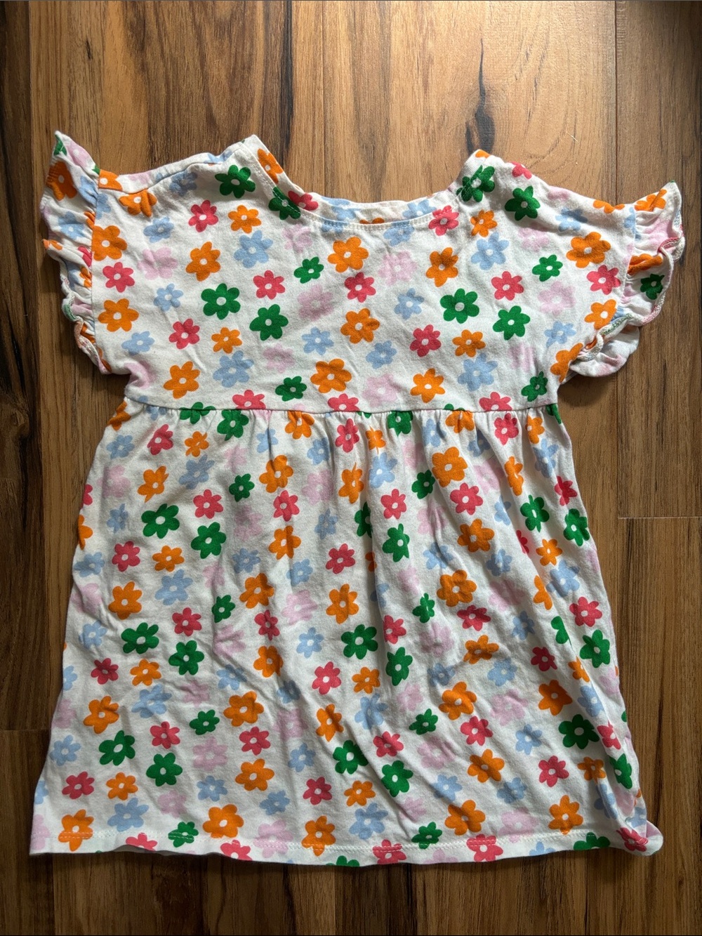 Old Navy White Floral Dress with Orange, Green, Pink & Light Blue Flowers